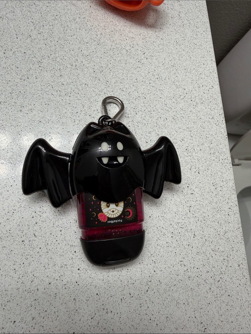Bat-Shaped Hand Sanitizer Holder Keychain - Black